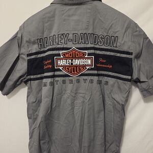 Harley-Davidson Gray and Black Logo Shirt With Patches & Embroidery